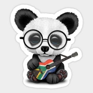 Baby Panda Playing South African Flag Guitar Sticker